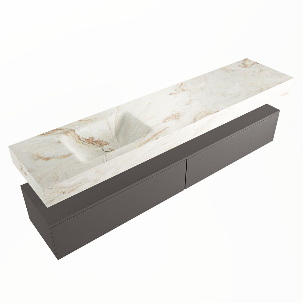 MONDIAZ ALAN-DLUX 200cm mueble de baño Dark Grey 2 cajones. Lavabo CLOUD Izquierda 1 orificio color Frappe. 5 MONDIAZ ALAN-DLUX 200cm mueble de baño Dark Grey 2 cajones. Lavabo CLOUD Izquierda 1 orificio color Frappe. - Imagen 5