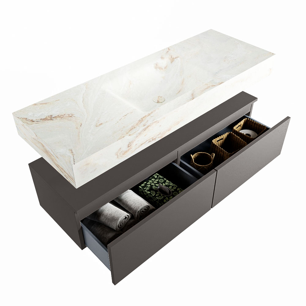 MONDIAZ ALAN-DLUX 130cm mueble de baño Dark Grey 2 cajones. Lavabo CLOUD Centro 1 orificio color Frappe. 6 MONDIAZ ALAN-DLUX 130cm mueble de baño Dark Grey 2 cajones. Lavabo CLOUD Centro 1 orificio color Frappe. - Imagen 6