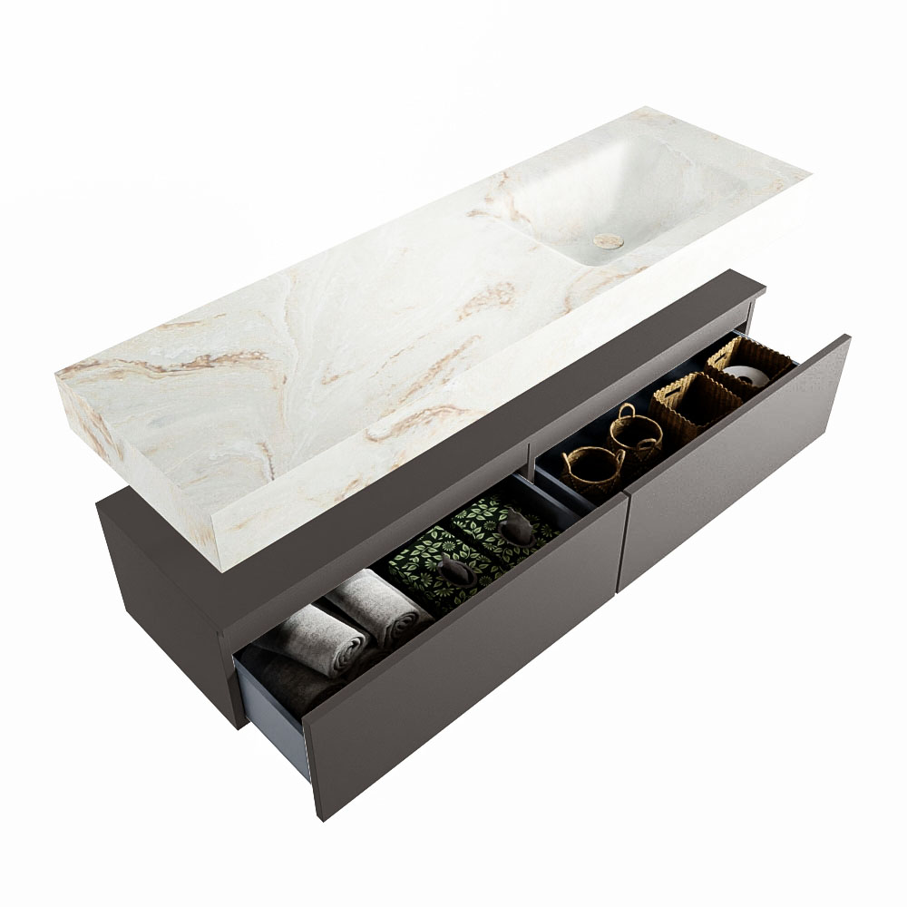 MONDIAZ ALAN-DLUX 150cm mueble de baño Dark Grey 2 cajones. Lavabo CLOUD Derecho sin orificios color Frappe. 6 MONDIAZ ALAN-DLUX 150cm mueble de baño Dark Grey 2 cajones. Lavabo CLOUD Derecho sin orificios color Frappe. - Imagen 6