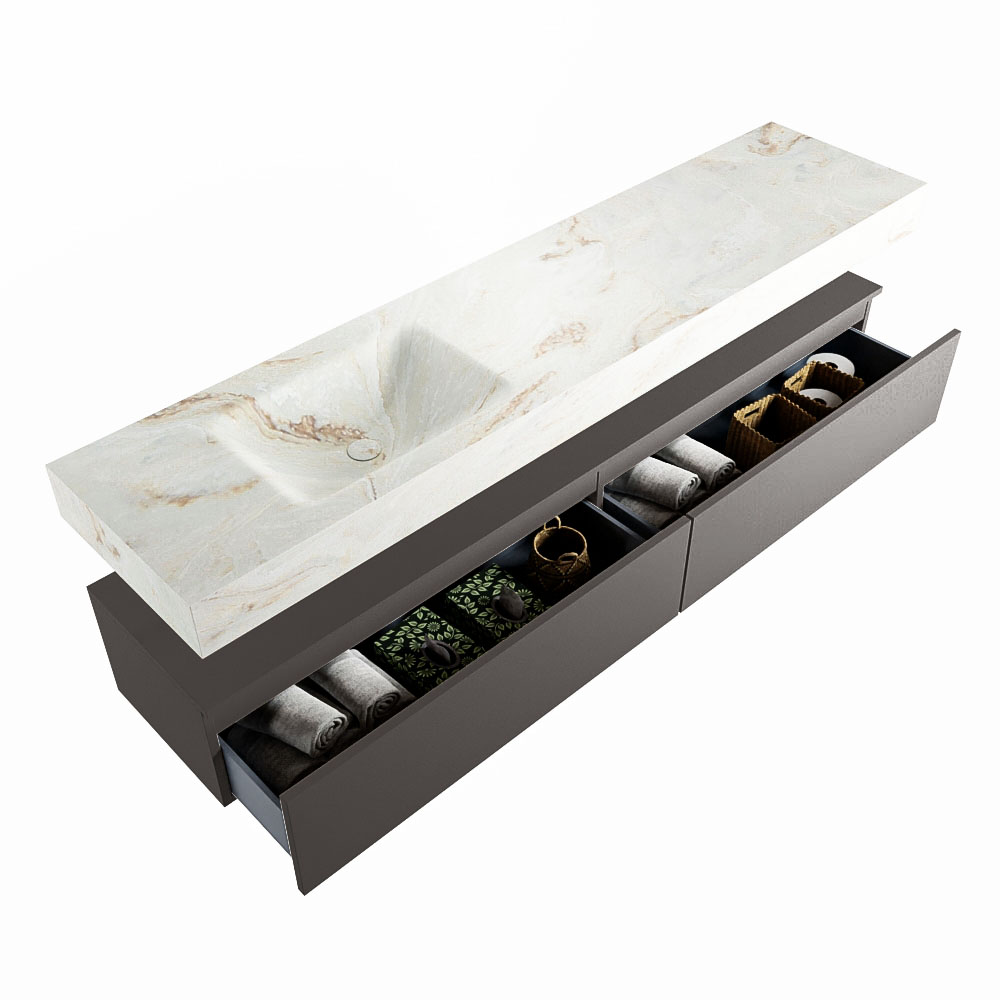MONDIAZ ALAN-DLUX 200cm mueble de baño Dark Grey 2 cajones. Lavabo CLOUD Izquierda 1 orificio color Frappe. 6 MONDIAZ ALAN-DLUX 200cm mueble de baño Dark Grey 2 cajones. Lavabo CLOUD Izquierda 1 orificio color Frappe. - Imagen 6