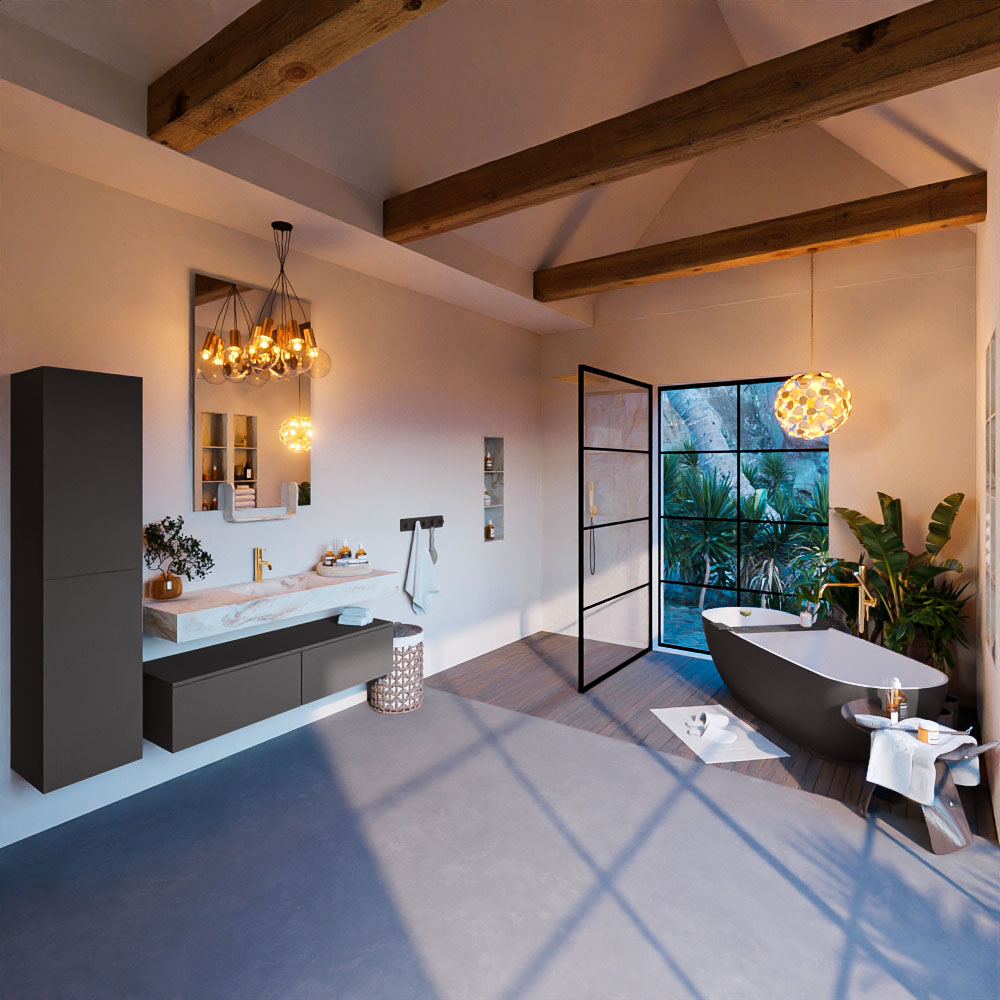 MONDIAZ ALAN-DLUX 130cm mueble de baño Dark Grey 2 cajones. Lavabo CLOUD Centro 1 orificio color Frappe. 3 MONDIAZ ALAN-DLUX 130cm mueble de baño Dark Grey 2 cajones. Lavabo CLOUD Centro 1 orificio color Frappe. - Imagen 3