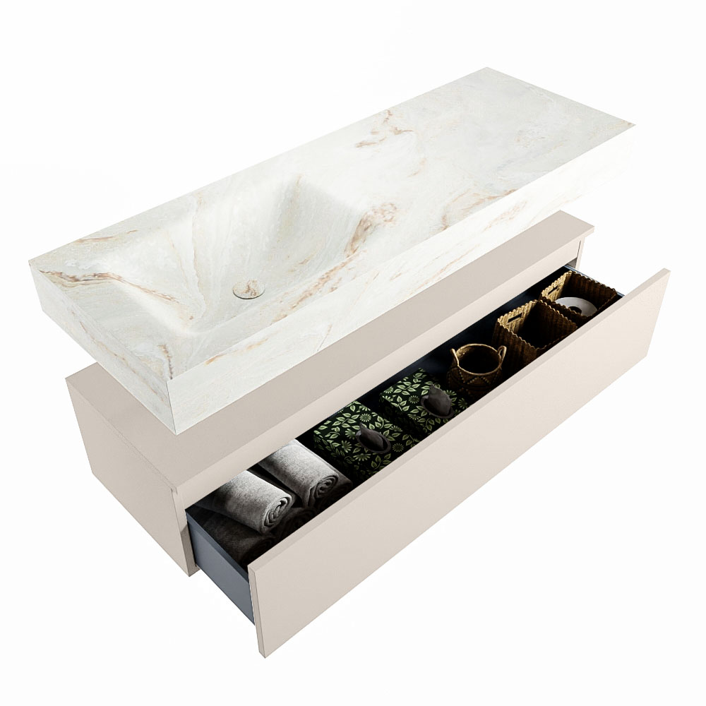 MONDIAZ ALAN-DLUX 130cm mueble de baño Linen 1 cajón. Lavabo CLOUD Izquierda 1 orificio color Frappe. 6 MONDIAZ ALAN-DLUX 130cm mueble de baño Linen 1 cajón. Lavabo CLOUD Izquierda 1 orificio color Frappe. - Imagen 6