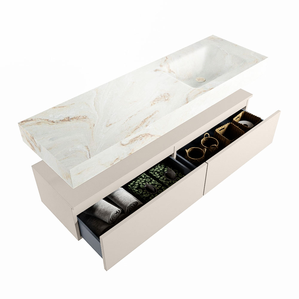 MONDIAZ ALAN-DLUX 150cm mueble de baño Linen 2 cajones. Lavabo CLOUD Derecho 1 orificio color Frappe. 6 MONDIAZ ALAN-DLUX 150cm mueble de baño Linen 2 cajones. Lavabo CLOUD Derecho 1 orificio color Frappe. - Imagen 6