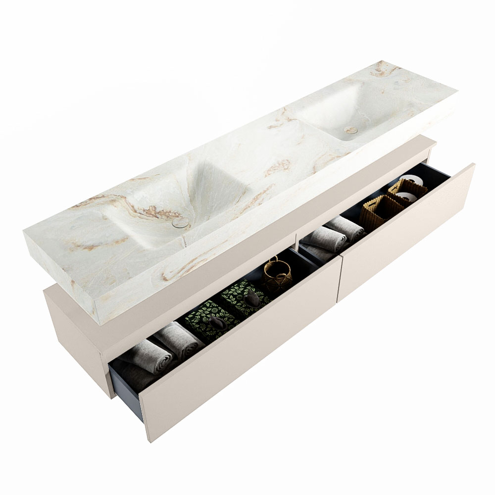 MONDIAZ ALAN-DLUX 200cm mueble de baño Linen 2 cajones. Lavabo CLOUD Doble sin orificios color Frappe. 6 MONDIAZ ALAN-DLUX 200cm mueble de baño Linen 2 cajones. Lavabo CLOUD Doble sin orificios color Frappe. - Imagen 6