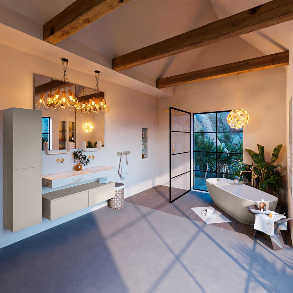 MONDIAZ ALAN-DLUX 130cm mueble de baño Linen 2 cajones. Lavabo CLOUD Doble sin orificios color Frappe. 3 MONDIAZ ALAN-DLUX 130cm mueble de baño Linen 2 cajones. Lavabo CLOUD Doble sin orificios color Frappe. - Imagen 3