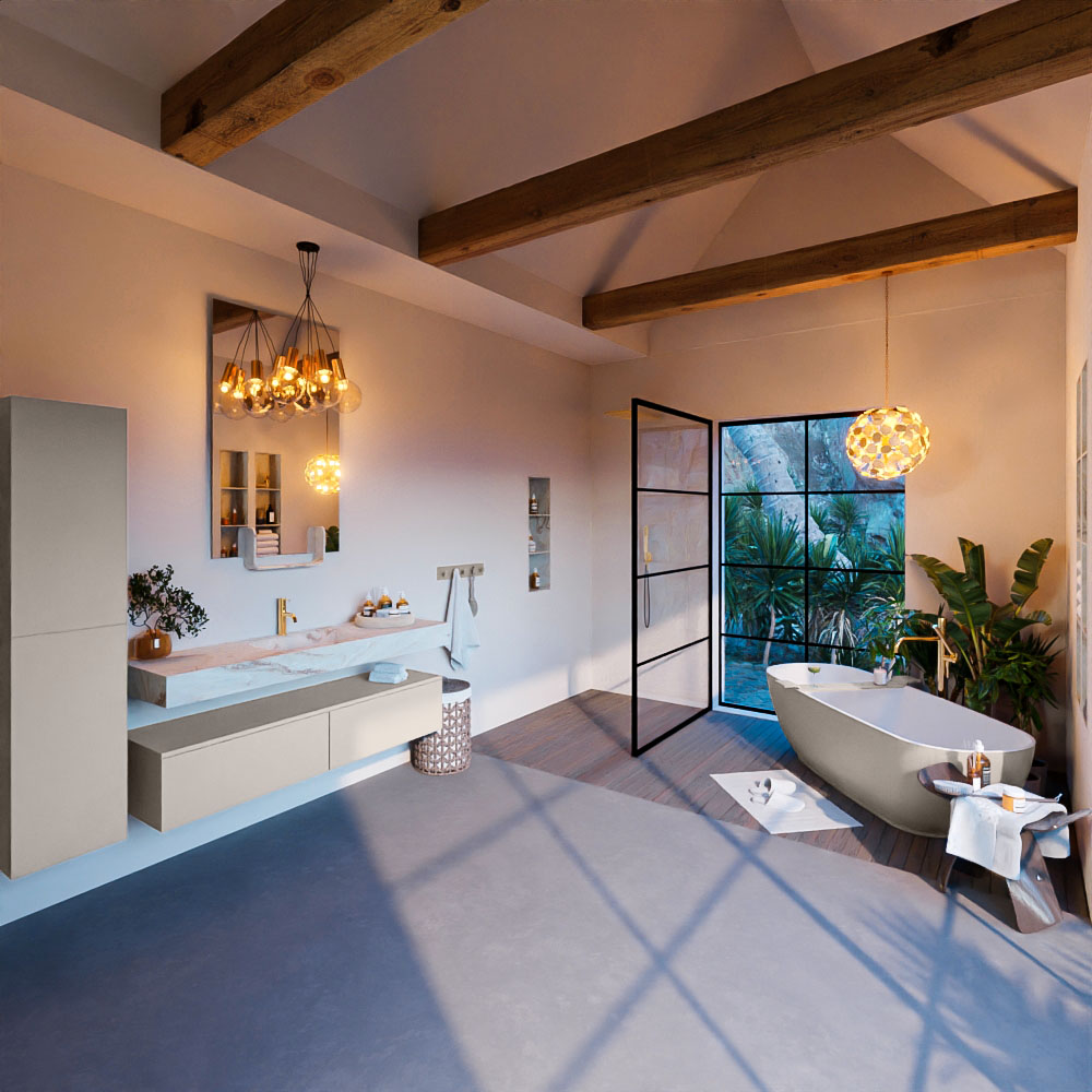 MONDIAZ ALAN-DLUX 150cm mueble de baño Linen 2 cajones. Lavabo CLOUD Centro 1 orificio color Frappe. 3 MONDIAZ ALAN-DLUX 150cm mueble de baño Linen 2 cajones. Lavabo CLOUD Centro 1 orificio color Frappe. - Imagen 3