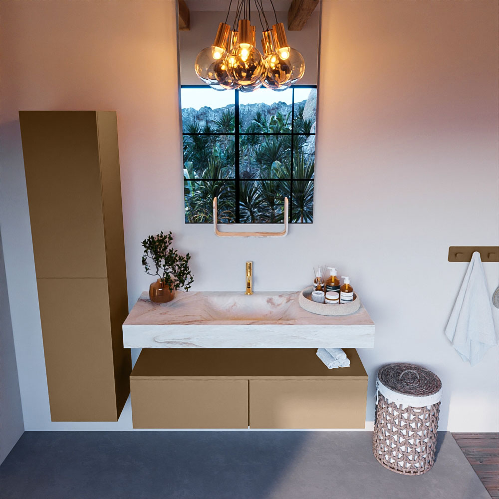 MONDIAZ ALAN-DLUX 120cm mueble de baño Oro 2 cajones. Lavabo CLOUD Centro 1 orificio color Frappe. 2 MONDIAZ ALAN-DLUX 120cm mueble de baño Oro 2 cajones. Lavabo CLOUD Centro 1 orificio color Frappe. - Imagen 2