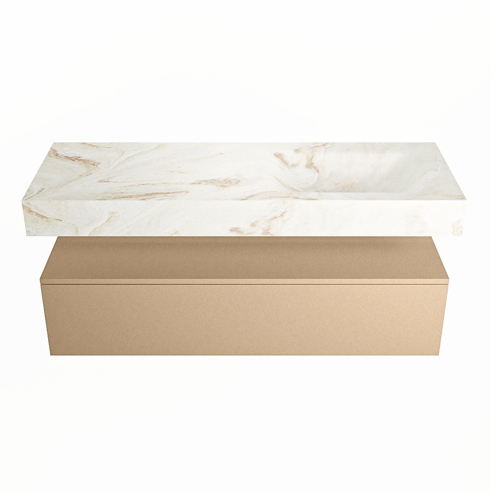 MONDIAZ ALAN-DLUX 130cm mueble de baño Oro 1 cajón. Lavabo CLOUD Derecho 1 orificio color Frappe. 4 MONDIAZ ALAN-DLUX 130cm mueble de baño Oro 1 cajón. Lavabo CLOUD Derecho 1 orificio color Frappe. - Imagen 4