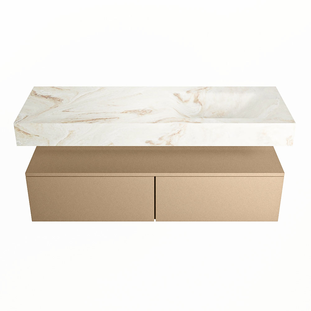 MONDIAZ ALAN-DLUX 130cm mueble de baño Oro 2 cajones. Lavabo CLOUD Derecho sin orificios color Frappe. 4 MONDIAZ ALAN-DLUX 130cm mueble de baño Oro 2 cajones. Lavabo CLOUD Derecho sin orificios color Frappe. - Imagen 4