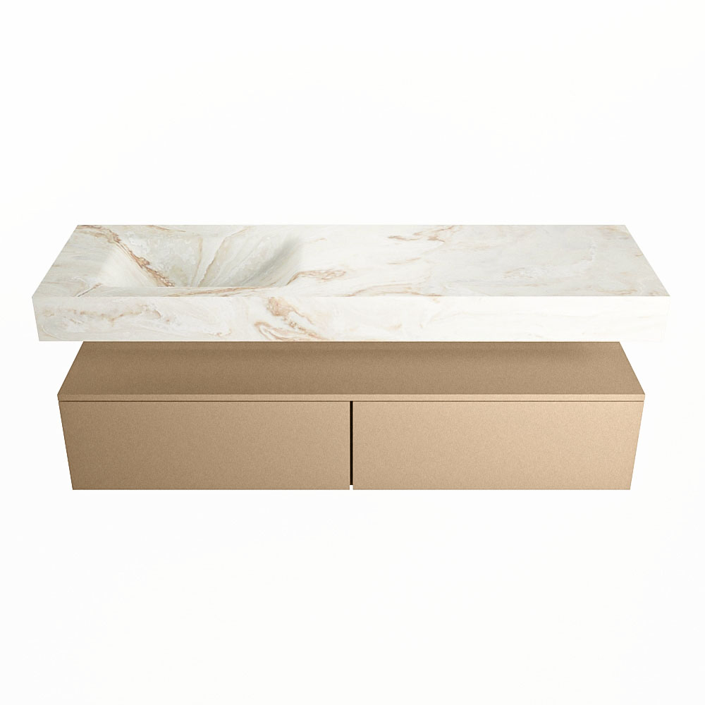 MONDIAZ ALAN-DLUX 150cm mueble de baño Oro 2 cajones. Lavabo CLOUD Izquierda sin orificios color Frappe. 4 MONDIAZ ALAN-DLUX 150cm mueble de baño Oro 2 cajones. Lavabo CLOUD Izquierda sin orificios color Frappe. - Imagen 4
