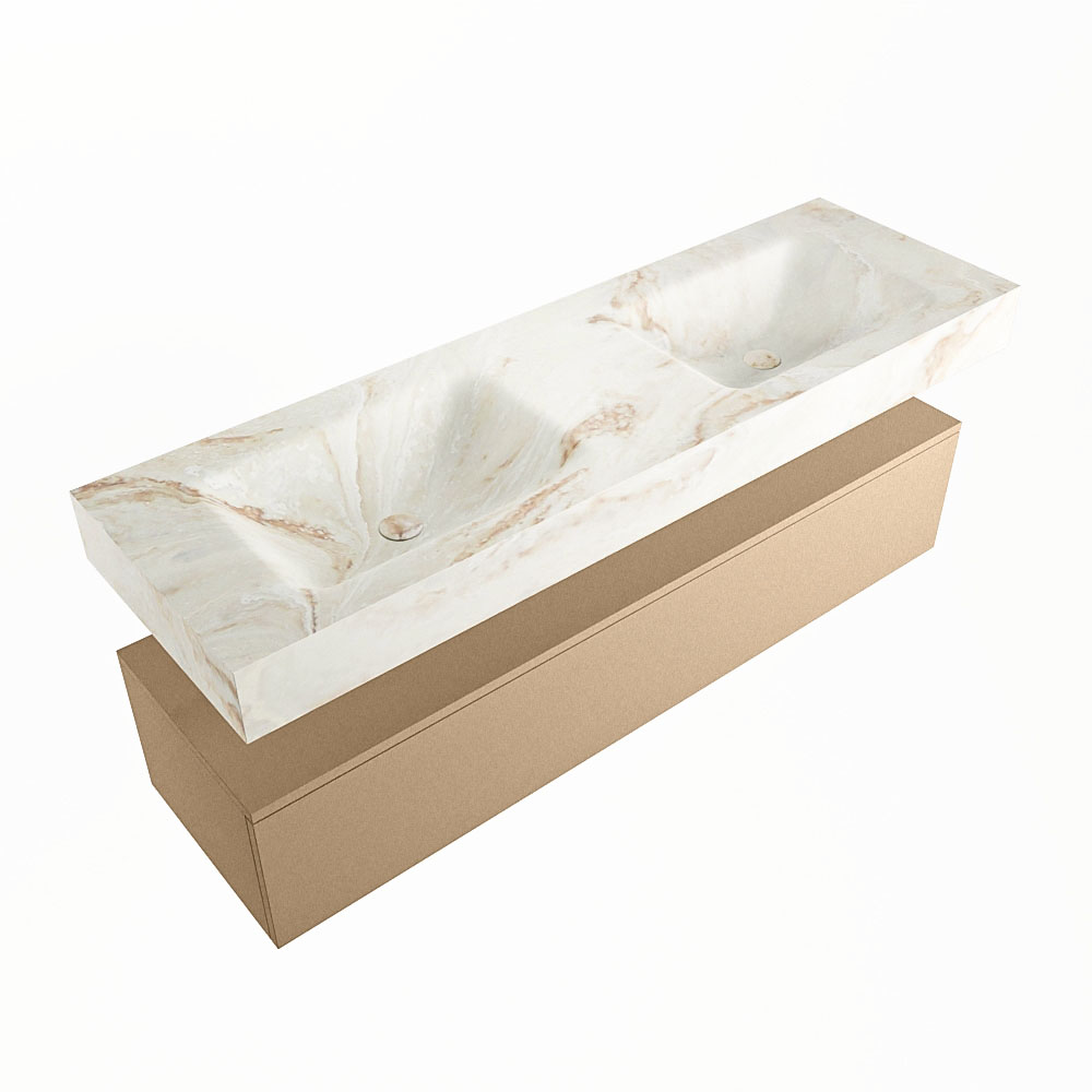 MONDIAZ ALAN-DLUX 150cm mueble de baño Oro 1 cajón. Lavabo CLOUD Doble 2 orificios color Frappe. 5 MONDIAZ ALAN-DLUX 150cm mueble de baño Oro 1 cajón. Lavabo CLOUD Doble 2 orificios color Frappe. - Imagen 5