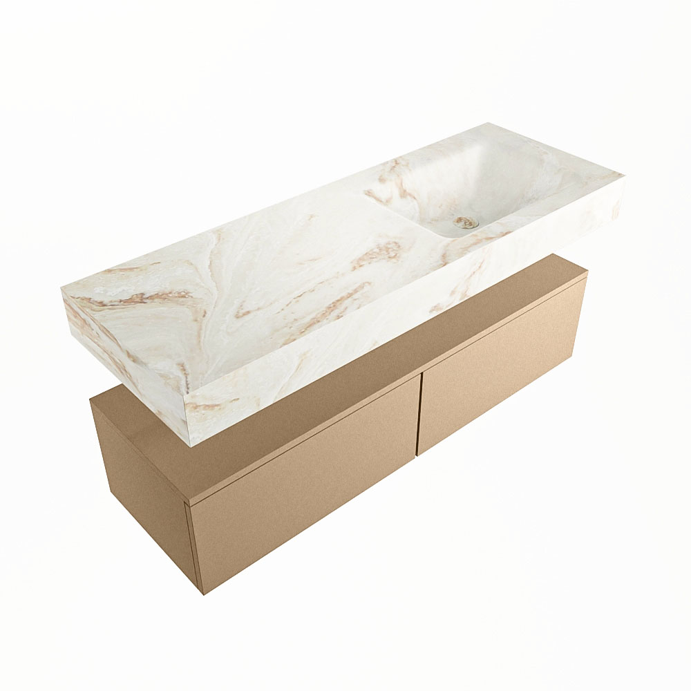 MONDIAZ ALAN-DLUX 130cm mueble de baño Oro 2 cajones. Lavabo CLOUD Derecho sin orificios color Frappe. 5 MONDIAZ ALAN-DLUX 130cm mueble de baño Oro 2 cajones. Lavabo CLOUD Derecho sin orificios color Frappe. - Imagen 5