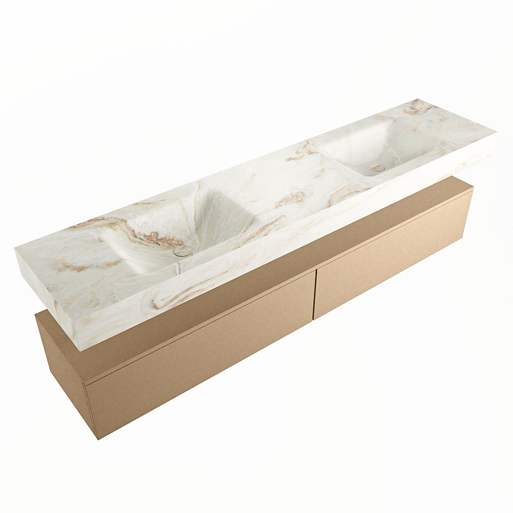 MONDIAZ ALAN-DLUX 200cm mueble de baño Oro 2 cajones. Lavabo CLOUD Doble sin orificios color Frappe. 5 MONDIAZ ALAN-DLUX 200cm mueble de baño Oro 2 cajones. Lavabo CLOUD Doble sin orificios color Frappe. - Imagen 5