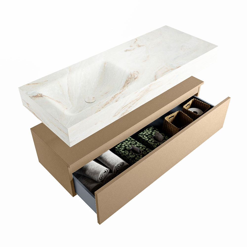 MONDIAZ ALAN-DLUX 120cm mueble de baño Oro 1 cajón. Lavabo CLOUD Izquierda sin orificios color Frappe. 6 MONDIAZ ALAN-DLUX 120cm mueble de baño Oro 1 cajón. Lavabo CLOUD Izquierda sin orificios color Frappe. - Imagen 6