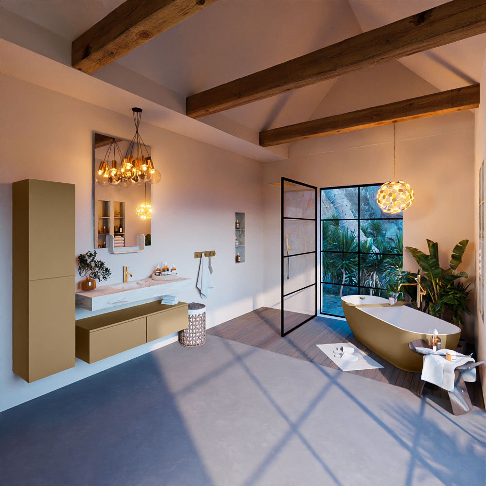 MONDIAZ ALAN-DLUX 120cm mueble de baño Oro 2 cajones. Lavabo CLOUD Centro 1 orificio color Frappe. 3 MONDIAZ ALAN-DLUX 120cm mueble de baño Oro 2 cajones. Lavabo CLOUD Centro 1 orificio color Frappe. - Imagen 3
