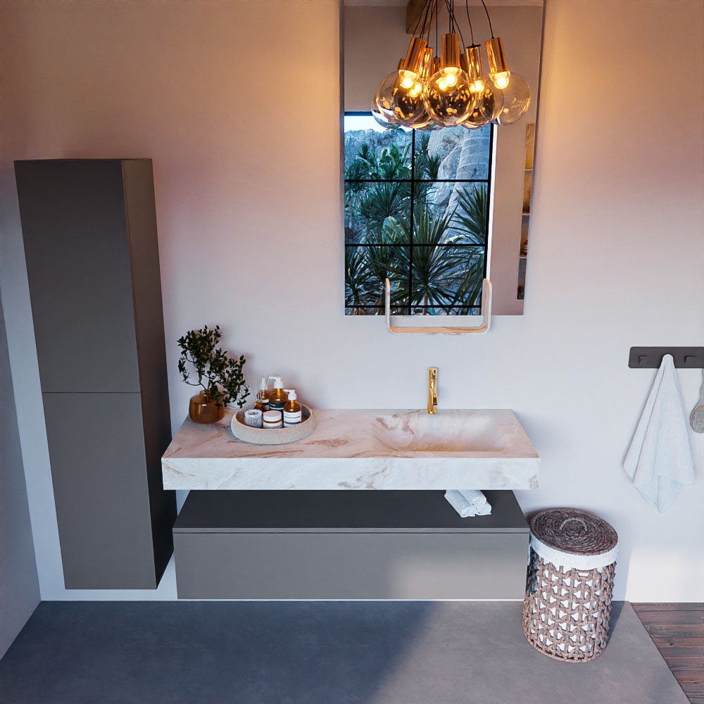 MONDIAZ ALAN-DLUX 130cm mueble de baño Plata 1 cajón. Lavabo CLOUD Derecho 1 orificio color Frappe. 2 MONDIAZ ALAN-DLUX 130cm mueble de baño Plata 1 cajón. Lavabo CLOUD Derecho 1 orificio color Frappe. - Imagen 2