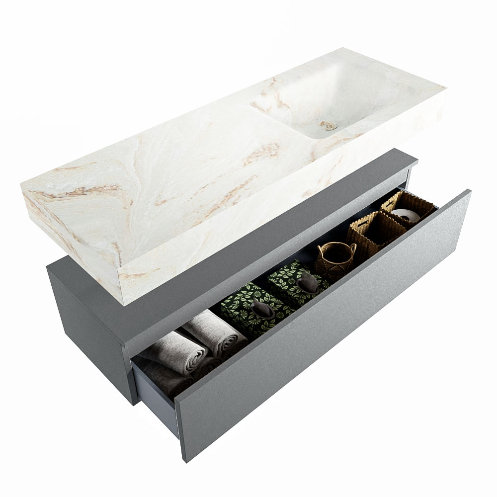 MONDIAZ ALAN-DLUX 130cm mueble de baño Plata 1 cajón. Lavabo CLOUD Derecho sin orificios color Frappe. 6 MONDIAZ ALAN-DLUX 130cm mueble de baño Plata 1 cajón. Lavabo CLOUD Derecho sin orificios color Frappe. - Imagen 6