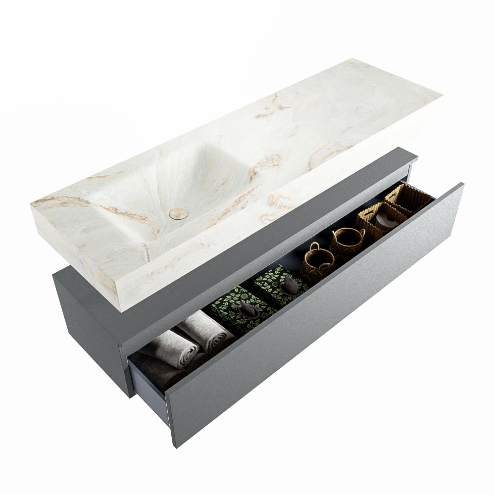 MONDIAZ ALAN-DLUX 150cm mueble de baño Plata 1 cajón. Lavabo CLOUD Izquierda 1 orificio color Frappe. 6 MONDIAZ ALAN-DLUX 150cm mueble de baño Plata 1 cajón. Lavabo CLOUD Izquierda 1 orificio color Frappe. - Imagen 6
