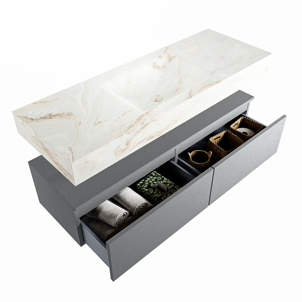 MONDIAZ ALAN-DLUX 130cm mueble de baño Plata 2 cajones. Lavabo CLOUD Centro 1 orificio color Frappe. 6 MONDIAZ ALAN-DLUX 130cm mueble de baño Plata 2 cajones. Lavabo CLOUD Centro 1 orificio color Frappe. - Imagen 6