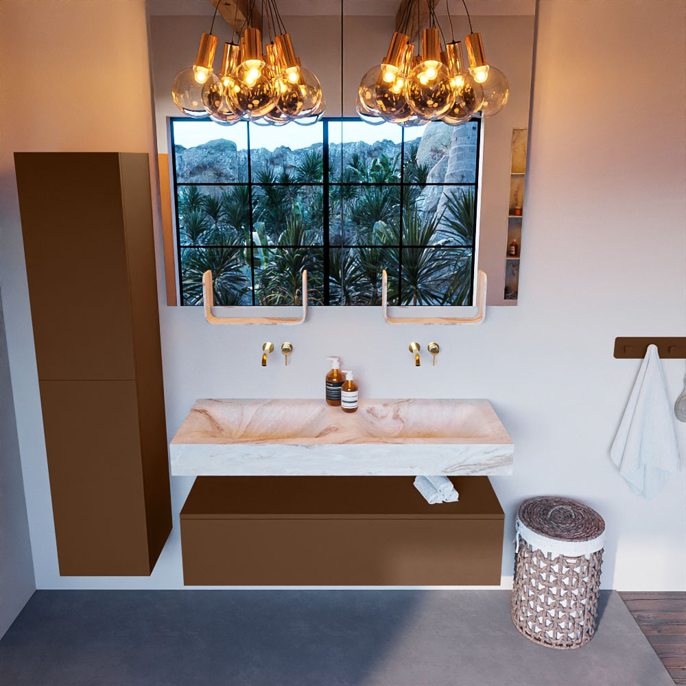 MONDIAZ ALAN-DLUX 120cm mueble de baño Rust 1 cajón. Lavabo CLOUD Doble sin orificios color Frappe. 2 MONDIAZ ALAN-DLUX 120cm mueble de baño Rust 1 cajón. Lavabo CLOUD Doble sin orificios color Frappe. - Imagen 2
