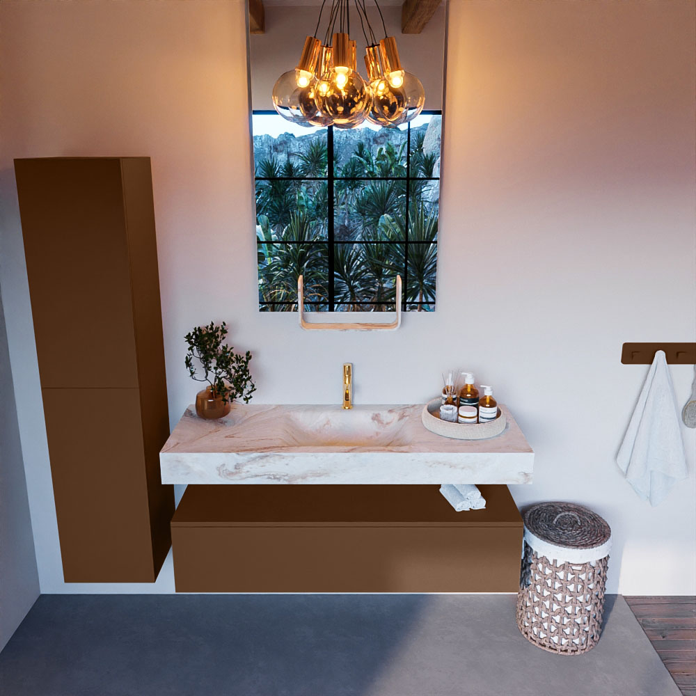 MONDIAZ ALAN-DLUX 130cm mueble de baño Rust 1 cajón. Lavabo CLOUD Centro 1 orificio color Frappe. 2 MONDIAZ ALAN-DLUX 130cm mueble de baño Rust 1 cajón. Lavabo CLOUD Centro 1 orificio color Frappe. - Imagen 2