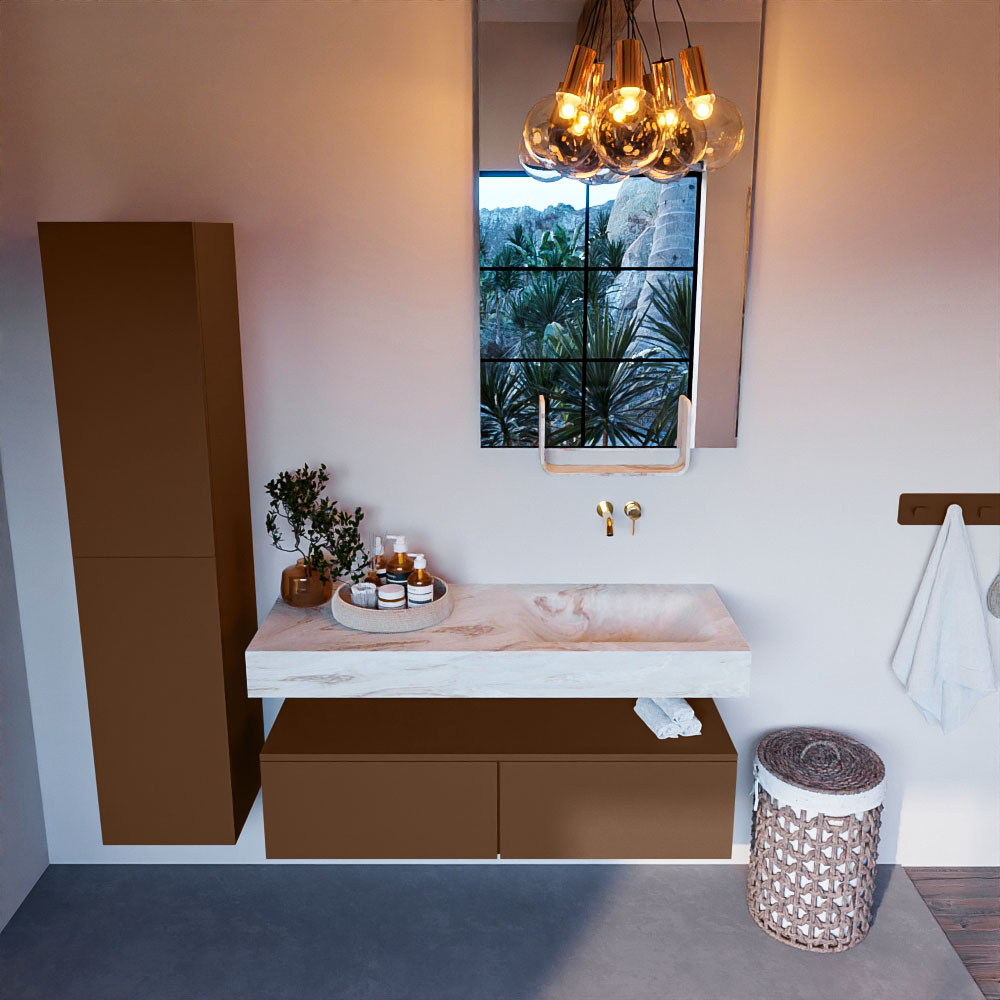 MONDIAZ ALAN-DLUX 120cm mueble de baño Rust 2 cajones. Lavabo CLOUD Derecho sin orificios color Frappe. 2 MONDIAZ ALAN-DLUX 120cm mueble de baño Rust 2 cajones. Lavabo CLOUD Derecho sin orificios color Frappe. - Imagen 2