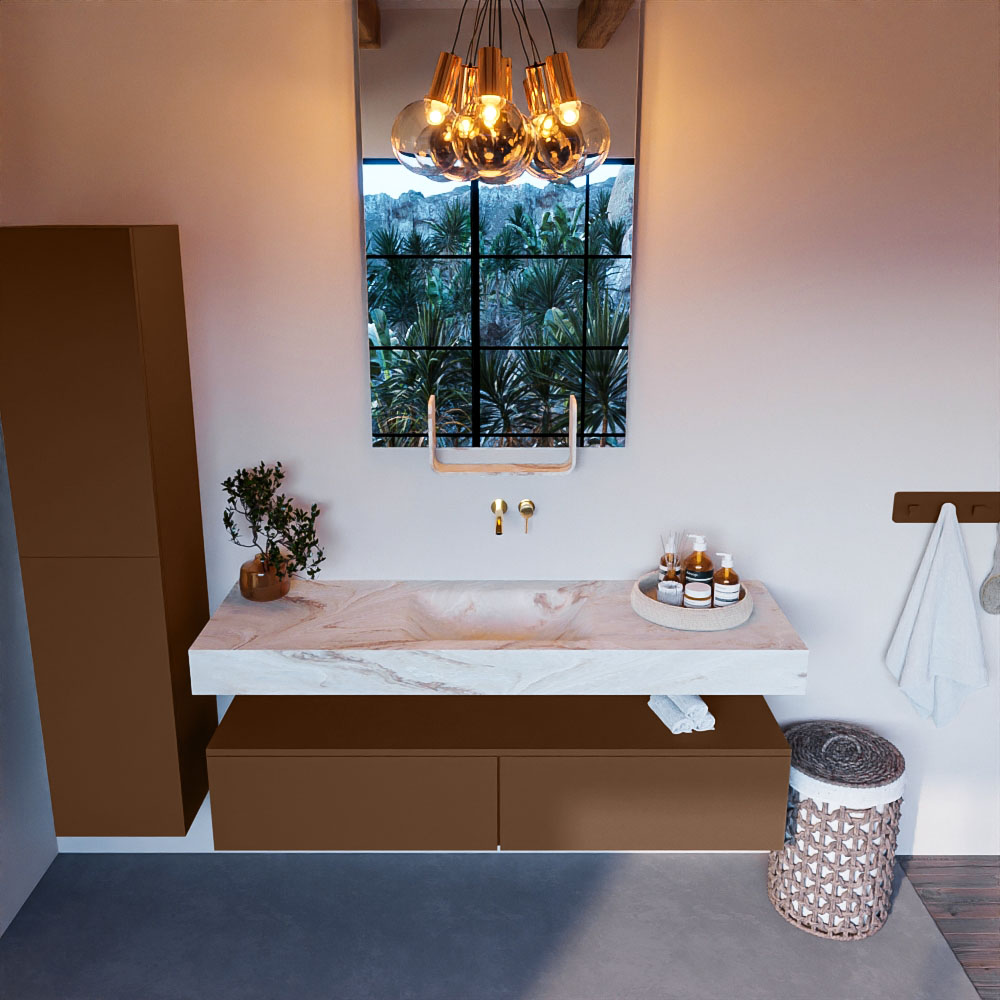 MONDIAZ ALAN-DLUX 150cm mueble de baño Rust 2 cajones. Lavabo CLOUD Centro sin orificios color Frappe. 2 MONDIAZ ALAN-DLUX 150cm mueble de baño Rust 2 cajones. Lavabo CLOUD Centro sin orificios color Frappe. - Imagen 2