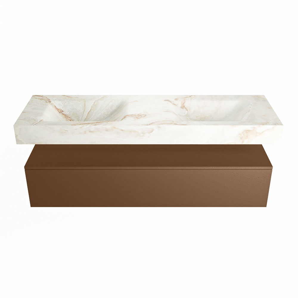 MONDIAZ ALAN-DLUX 150cm mueble de baño Rust 1 cajón. Lavabo CLOUD Doble sin orificios color Frappe. 4 MONDIAZ ALAN-DLUX 150cm mueble de baño Rust 1 cajón. Lavabo CLOUD Doble sin orificios color Frappe. - Imagen 4