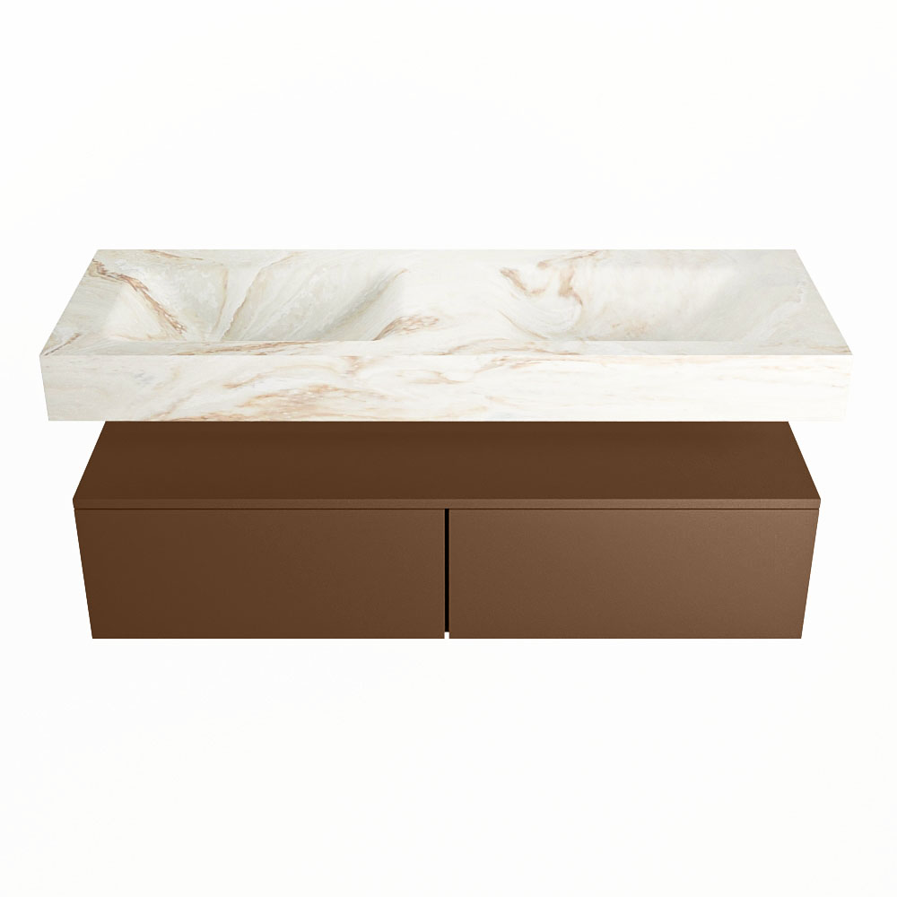 MONDIAZ ALAN-DLUX 130cm mueble de baño Rust 2 cajones. Lavabo CLOUD Doble sin orificios color Frappe. 4 MONDIAZ ALAN-DLUX 130cm mueble de baño Rust 2 cajones. Lavabo CLOUD Doble sin orificios color Frappe. - Imagen 4