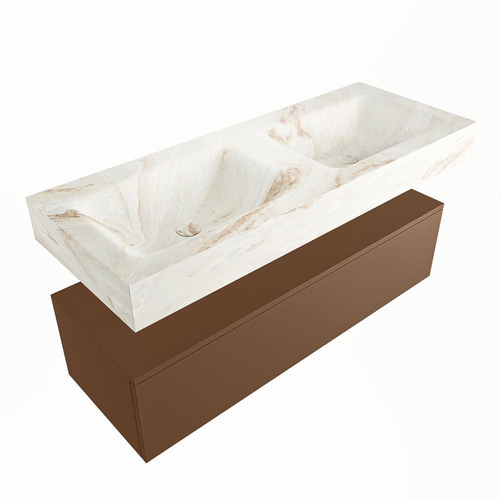MONDIAZ ALAN-DLUX 120cm mueble de baño Rust 1 cajón. Lavabo CLOUD Doble 2 orificios color Frappe. 5 MONDIAZ ALAN-DLUX 120cm mueble de baño Rust 1 cajón. Lavabo CLOUD Doble 2 orificios color Frappe. - Imagen 5