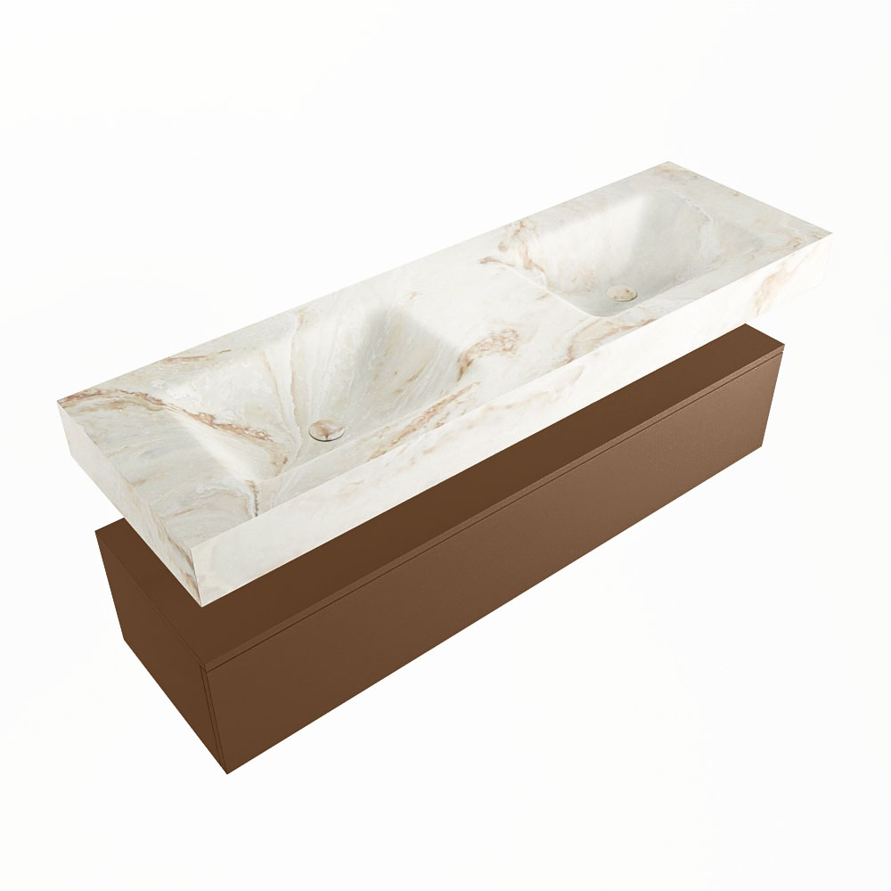MONDIAZ ALAN-DLUX 150cm mueble de baño Rust 1 cajón. Lavabo CLOUD Doble sin orificios color Frappe. 5 MONDIAZ ALAN-DLUX 150cm mueble de baño Rust 1 cajón. Lavabo CLOUD Doble sin orificios color Frappe. - Imagen 5
