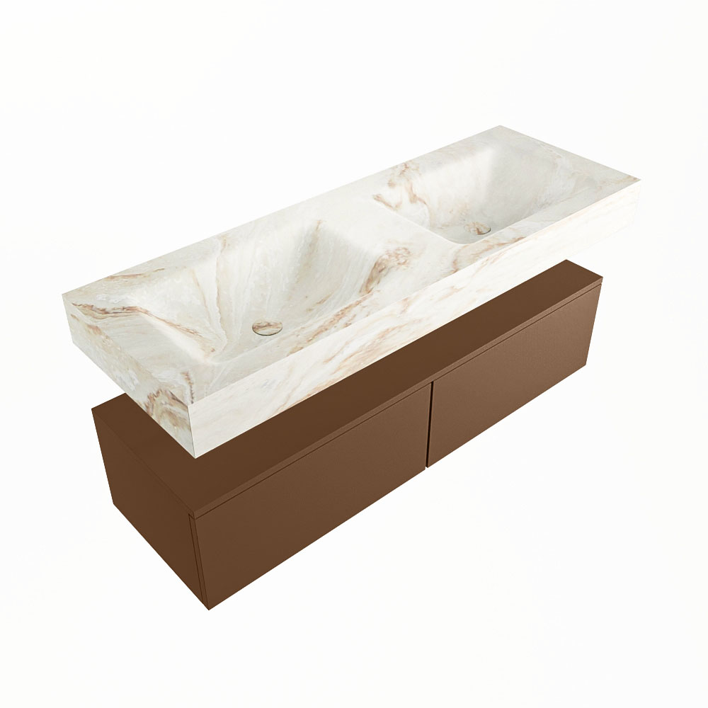 MONDIAZ ALAN-DLUX 130cm mueble de baño Rust 2 cajones. Lavabo CLOUD Doble sin orificios color Frappe. 5 MONDIAZ ALAN-DLUX 130cm mueble de baño Rust 2 cajones. Lavabo CLOUD Doble sin orificios color Frappe. - Imagen 5