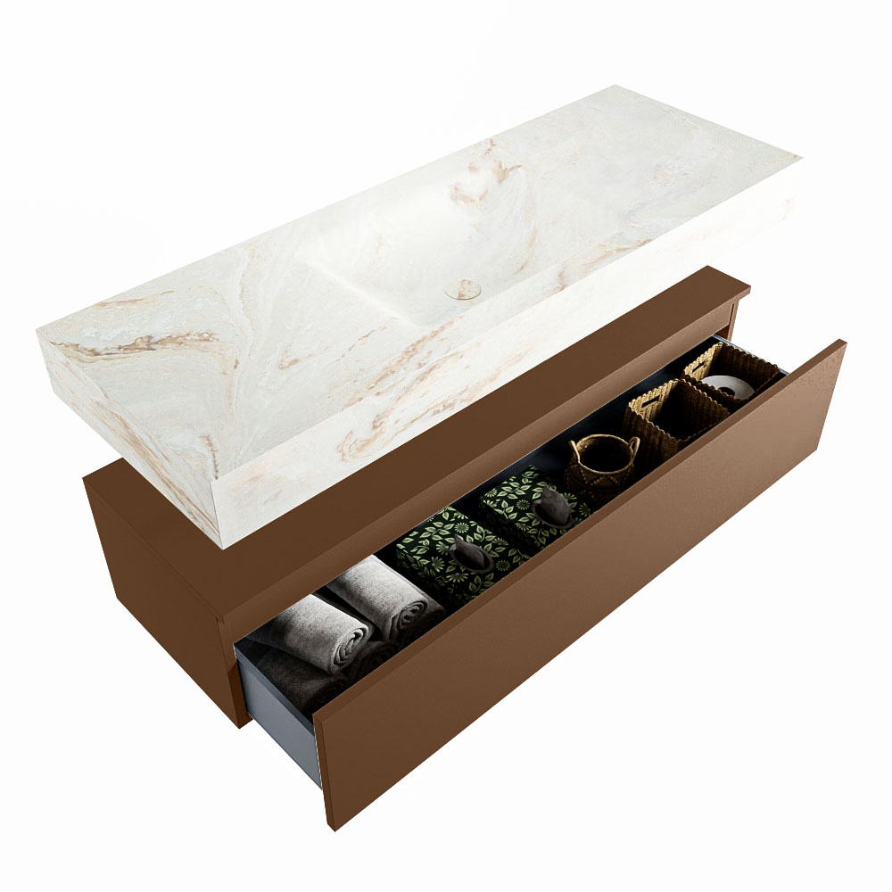 MONDIAZ ALAN-DLUX 130cm mueble de baño Rust 1 cajón. Lavabo CLOUD Centro 1 orificio color Frappe. 6 MONDIAZ ALAN-DLUX 130cm mueble de baño Rust 1 cajón. Lavabo CLOUD Centro 1 orificio color Frappe. - Imagen 6