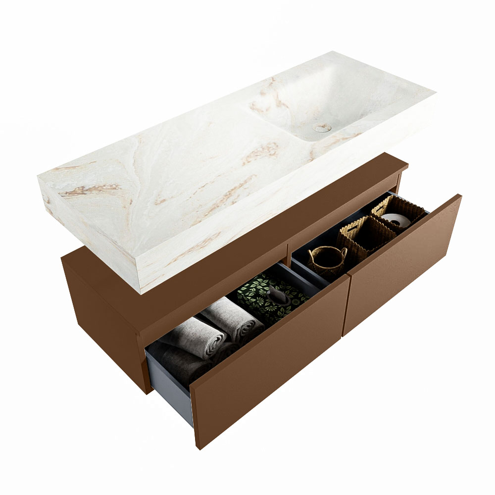 MONDIAZ ALAN-DLUX 120cm mueble de baño Rust 2 cajones. Lavabo CLOUD Derecho sin orificios color Frappe. 6 MONDIAZ ALAN-DLUX 120cm mueble de baño Rust 2 cajones. Lavabo CLOUD Derecho sin orificios color Frappe. - Imagen 6