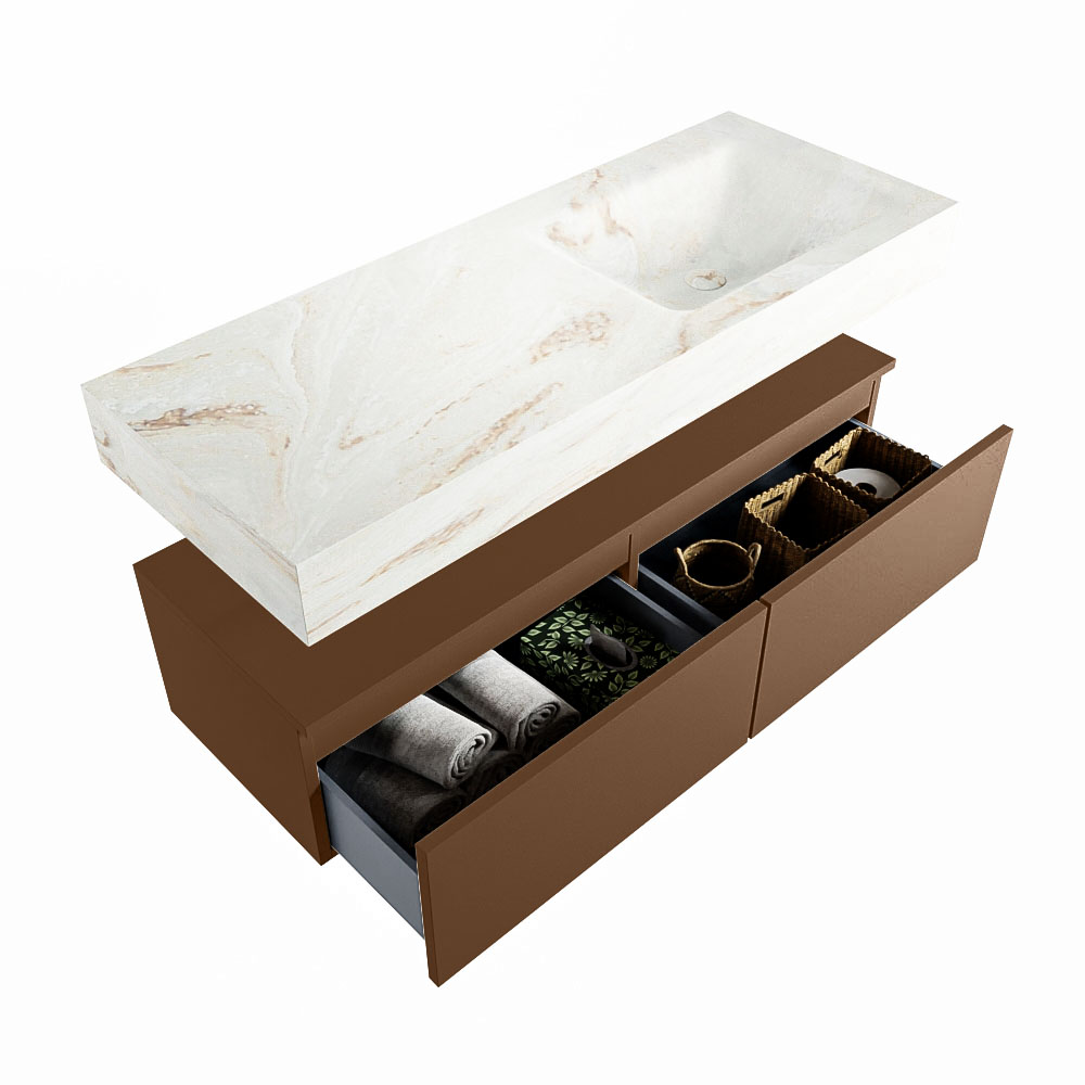 MONDIAZ ALAN-DLUX 120cm mueble de baño Rust 2 cajones. Lavabo CLOUD Derecho 1 orificio color Frappe. 6 MONDIAZ ALAN-DLUX 120cm mueble de baño Rust 2 cajones. Lavabo CLOUD Derecho 1 orificio color Frappe. - Imagen 6