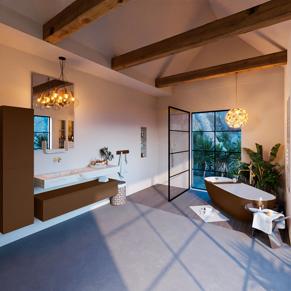 MONDIAZ ALAN-DLUX 150cm mueble de baño Rust 1 cajón. Lavabo CLOUD Izquierda sin orificios color Frappe. 3 MONDIAZ ALAN-DLUX 150cm mueble de baño Rust 1 cajón. Lavabo CLOUD Izquierda sin orificios color Frappe. - Imagen 3