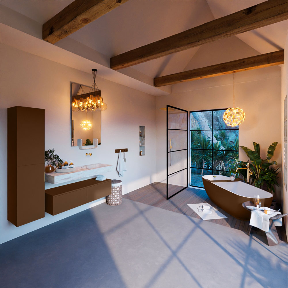 MONDIAZ ALAN-DLUX 120cm mueble de baño Rust 2 cajones. Lavabo CLOUD Derecho sin orificios color Frappe. 3 MONDIAZ ALAN-DLUX 120cm mueble de baño Rust 2 cajones. Lavabo CLOUD Derecho sin orificios color Frappe. - Imagen 3