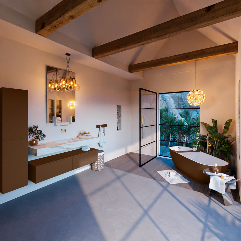 MONDIAZ ALAN-DLUX 150cm mueble de baño Rust 2 cajones. Lavabo CLOUD Centro sin orificios color Frappe. 3 MONDIAZ ALAN-DLUX 150cm mueble de baño Rust 2 cajones. Lavabo CLOUD Centro sin orificios color Frappe. - Imagen 3