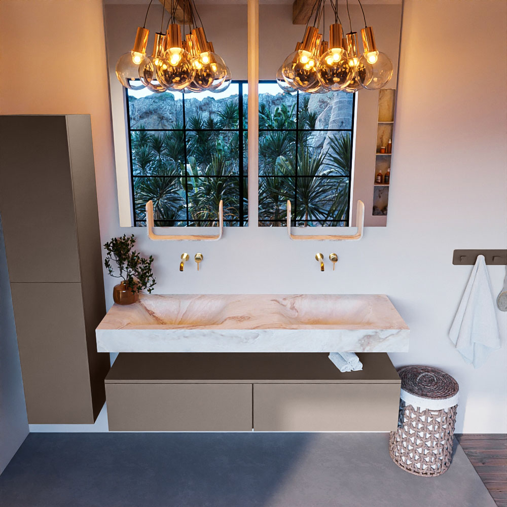 MONDIAZ ALAN-DLUX 150cm mueble de baño Smoke 2 cajones. Lavabo CLOUD Doble sin orificios color Frappe. 2 MONDIAZ ALAN-DLUX 150cm mueble de baño Smoke 2 cajones. Lavabo CLOUD Doble sin orificios color Frappe. - Imagen 2