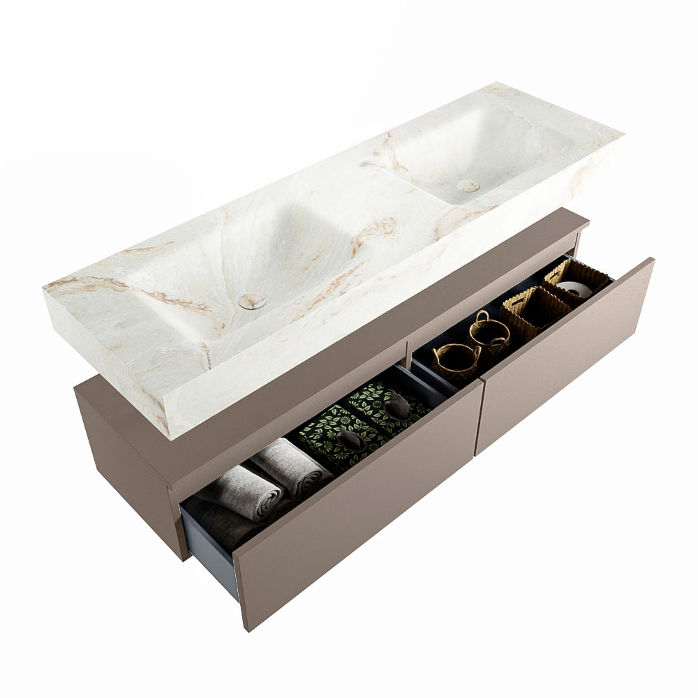 MONDIAZ ALAN-DLUX 150cm mueble de baño Smoke 2 cajones. Lavabo CLOUD Doble sin orificios color Frappe. 6 MONDIAZ ALAN-DLUX 150cm mueble de baño Smoke 2 cajones. Lavabo CLOUD Doble sin orificios color Frappe. - Imagen 6