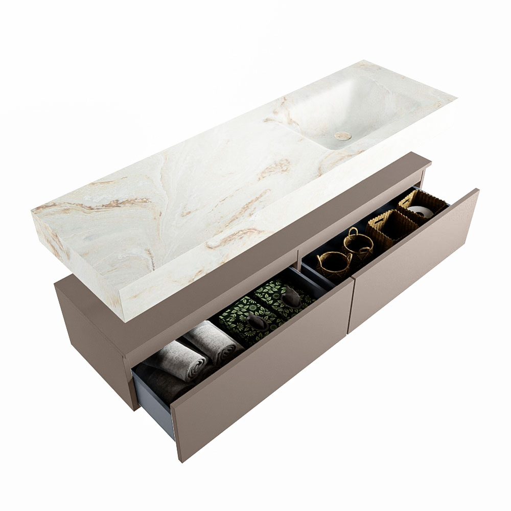 MONDIAZ ALAN-DLUX 150cm mueble de baño Smoke 2 cajones. Lavabo CLOUD Derecho 1 orificio color Frappe. 6 MONDIAZ ALAN-DLUX 150cm mueble de baño Smoke 2 cajones. Lavabo CLOUD Derecho 1 orificio color Frappe. - Imagen 6