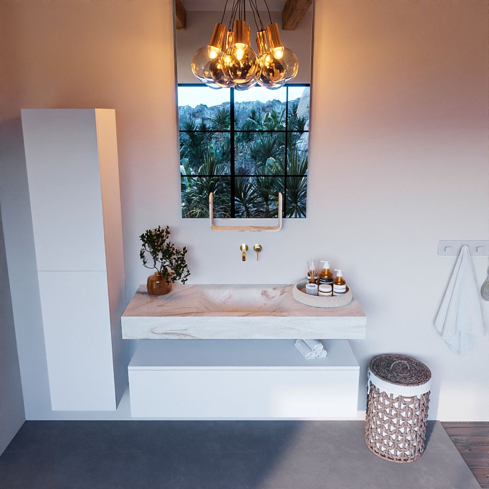 MONDIAZ ALAN-DLUX 120cm mueble de baño Talc 1 cajón. Lavabo CLOUD Centro sin orificios color Frappe. 2 MONDIAZ ALAN-DLUX 120cm mueble de baño Talc 1 cajón. Lavabo CLOUD Centro sin orificios color Frappe. - Imagen 2