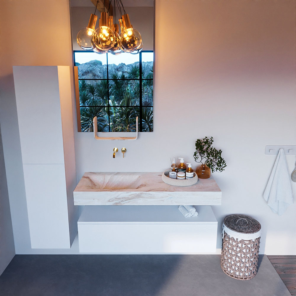 MONDIAZ ALAN-DLUX 120cm mueble de baño Talc 1 cajón. Lavabo CLOUD Izquierda sin orificios color Frappe. 2 MONDIAZ ALAN-DLUX 120cm mueble de baño Talc 1 cajón. Lavabo CLOUD Izquierda sin orificios color Frappe. - Imagen 2