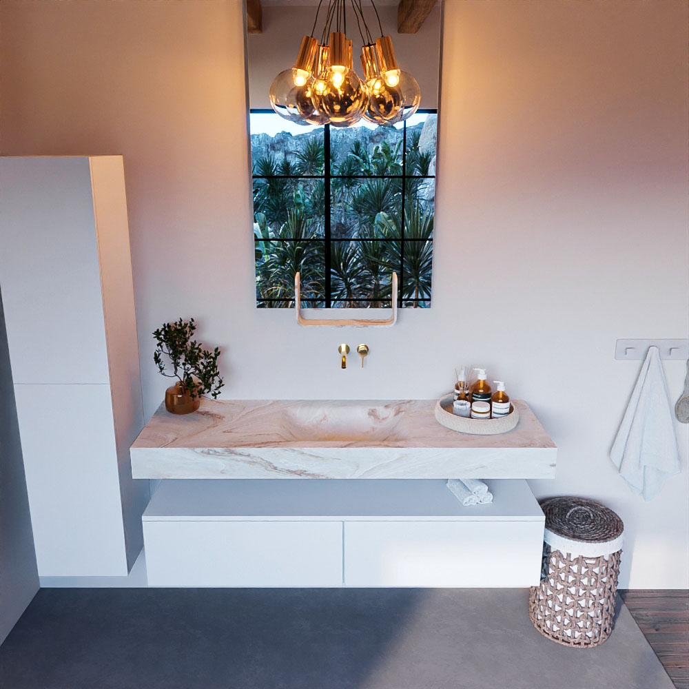 MONDIAZ ALAN-DLUX 150cm mueble de baño Talc 2 cajones. Lavabo CLOUD Centro sin orificios color Frappe. 2 MONDIAZ ALAN-DLUX 150cm mueble de baño Talc 2 cajones. Lavabo CLOUD Centro sin orificios color Frappe. - Imagen 2