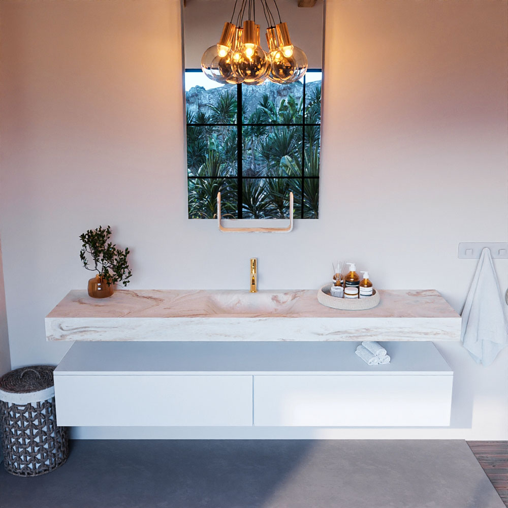 MONDIAZ ALAN-DLUX 200cm mueble de baño Talc 2 cajones. Lavabo CLOUD Centro 1 orificio color Frappe. 2 MONDIAZ ALAN-DLUX 200cm mueble de baño Talc 2 cajones. Lavabo CLOUD Centro 1 orificio color Frappe. - Imagen 2