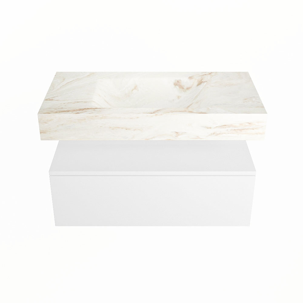 MONDIAZ ALAN-DLUX 90cm mueble de baño Talc 1 cajón. Lavabo CLOUD Centro sin orificios color Frappe. 4 MONDIAZ ALAN-DLUX 90cm mueble de baño Talc 1 cajón. Lavabo CLOUD Centro sin orificios color Frappe. - Imagen 4