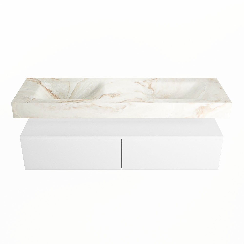 MONDIAZ ALAN-DLUX 150cm mueble de baño Talc 2 cajones. Lavabo CLOUD Doble 2 orificios color Frappe. 4 MONDIAZ ALAN-DLUX 150cm mueble de baño Talc 2 cajones. Lavabo CLOUD Doble 2 orificios color Frappe. - Imagen 4