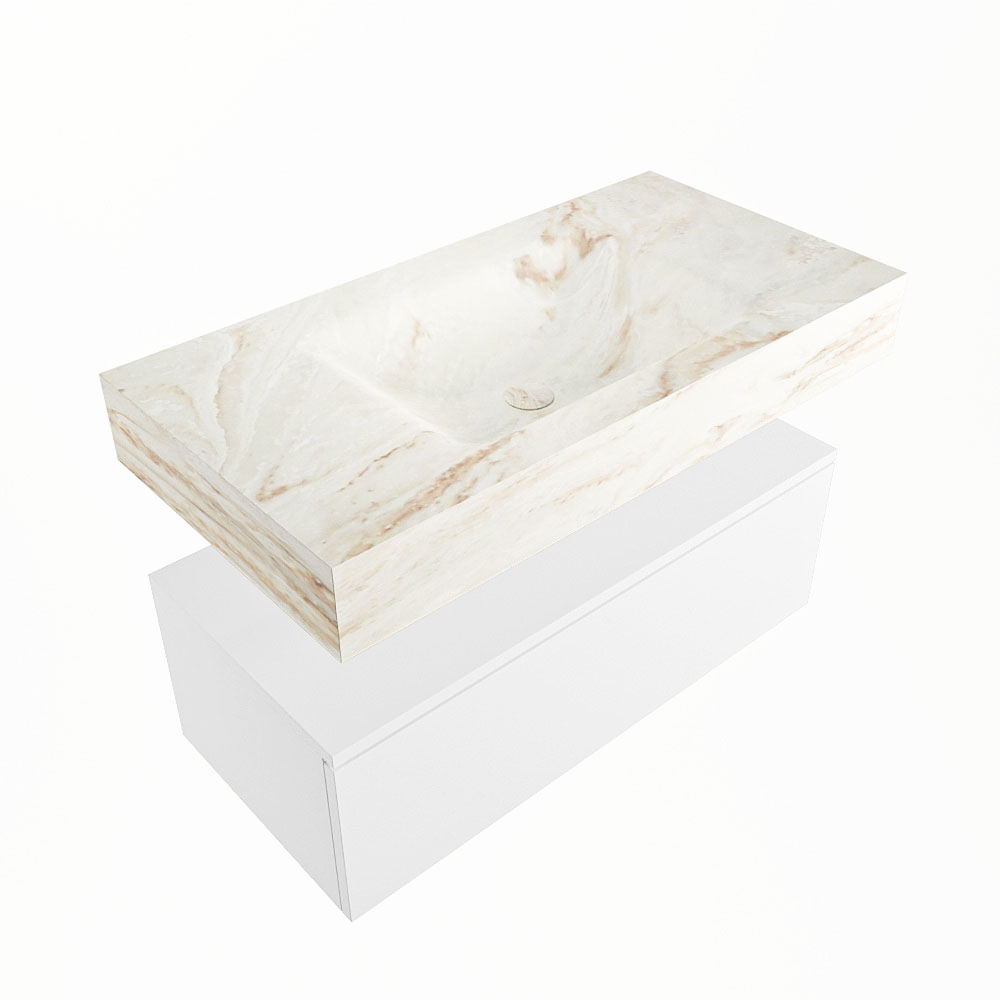 MONDIAZ ALAN-DLUX 90cm mueble de baño Talc 1 cajón. Lavabo CLOUD Centro sin orificios color Frappe. 5 MONDIAZ ALAN-DLUX 90cm mueble de baño Talc 1 cajón. Lavabo CLOUD Centro sin orificios color Frappe. - Imagen 5