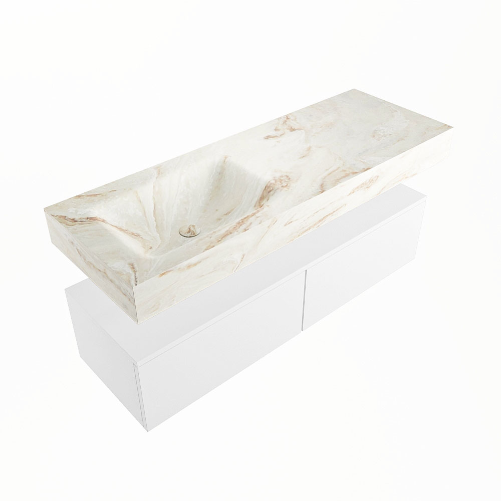 MONDIAZ ALAN-DLUX 130cm mueble de baño Talc 2 cajones. Lavabo CLOUD Izquierda sin orificios color Frappe. 5 MONDIAZ ALAN-DLUX 130cm mueble de baño Talc 2 cajones. Lavabo CLOUD Izquierda sin orificios color Frappe. - Imagen 5