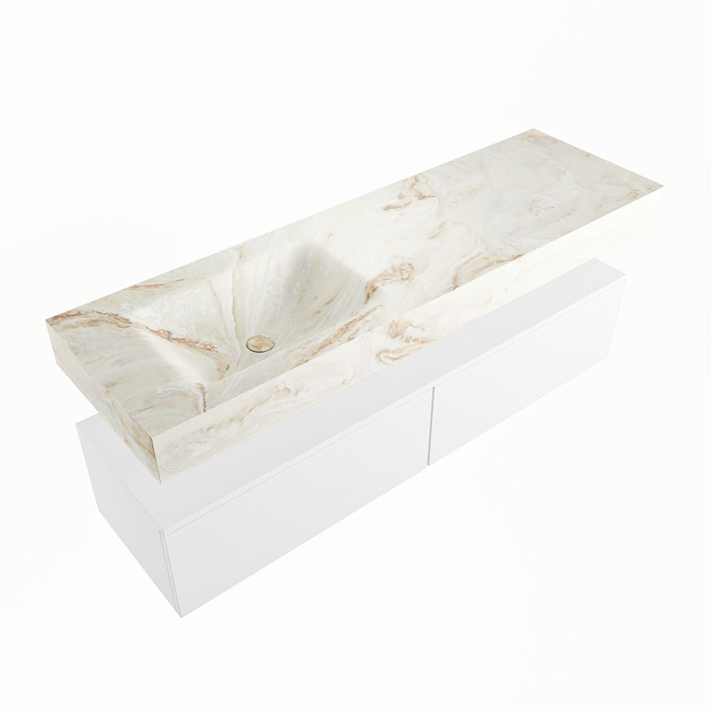 MONDIAZ ALAN-DLUX 150cm mueble de baño Talc 2 cajones. Lavabo CLOUD Izquierda 1 orificio color Frappe. 5 MONDIAZ ALAN-DLUX 150cm mueble de baño Talc 2 cajones. Lavabo CLOUD Izquierda 1 orificio color Frappe. - Imagen 5